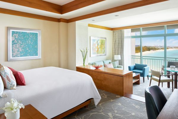 The Royal, one of five hotels within the sprawling complex at Atlantis, resembles a coral reef from some angles and is the beating heart of the resort. Pictured here is a suite in the Cove with an ocean view.