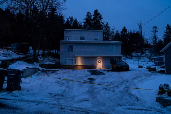 Police tape surrounds a home that was the site of a quadruple murder on January 3, 2023 in Moscow, Idaho.