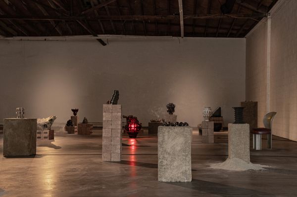 The sand pedestals operated as speakers, too, adding to the immersive quality of the show’s soundscape. Ju + Design, Christina Pierson, Elina Manvel, and NJH are among the designers with work seen here.