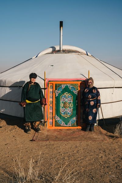 The front door of a Mongolian ger always faces south to maximize sunlight and let in warmth.