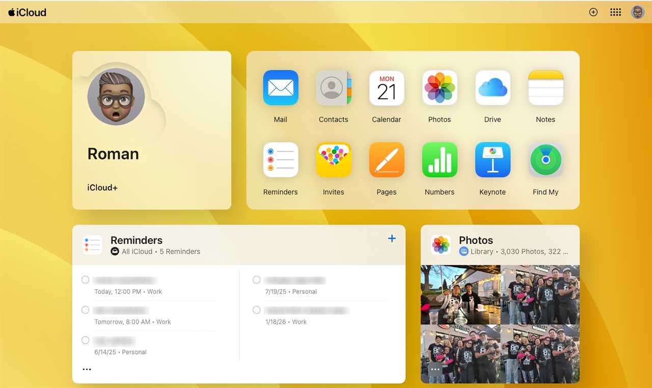 iCloud webpage