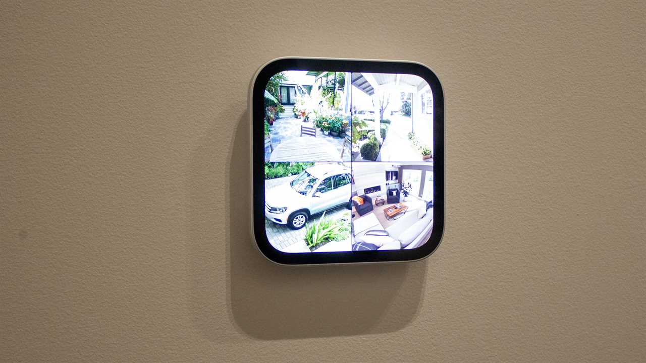 HomeView on a wall showing live cameras