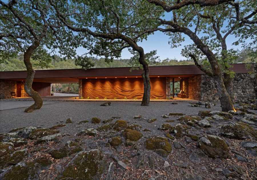 In Northern California, an Architect’s Stone-Clad $3M Home Brings the Hillside Inside